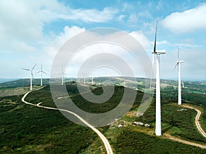 Power Generation Eolic Wind Turbines Field In Spain