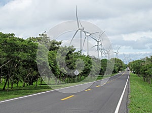 Power generation wind farm along the road, Nicaragua