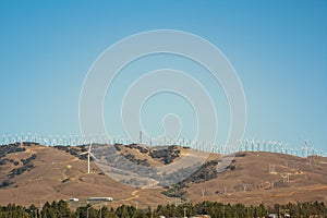 Power generation windmills on the mountains near Palm Springs California, United States of America aka USA