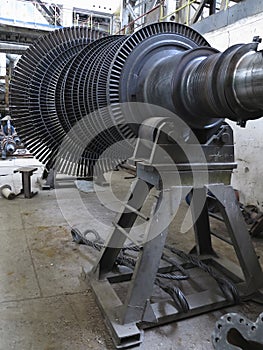 Power generator steam turbine during repair at power plant