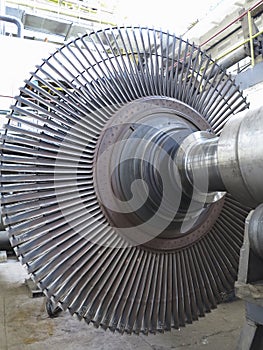 Power generator steam turbine during repair at power plant