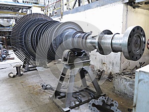 Power generator steam turbine during repair at power plant