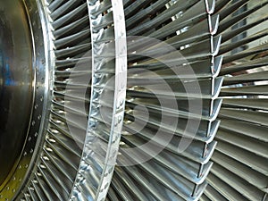 Power generator steam turbine in repair process, machinery, pipes, tubes at power plant