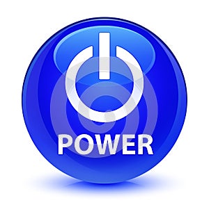 Power glassy blue round button