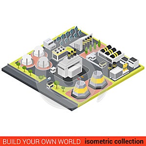 Power green energy heat plant sun battery flat isometric