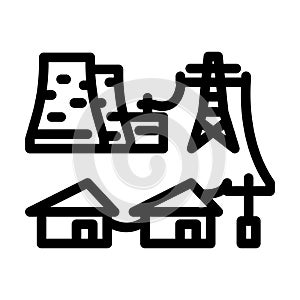 power grid nuclear energy line icon vector illustration