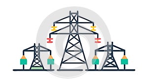 Power Grid with Substations, Energy Distribution Network, vector design Generative AI