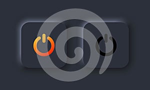 Power icon in neumorphism style. Power on off user Interface. On off buttons. User interface elements for mobile app. Vector.