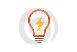 Power Lamp Thunder Flash Idea Logo