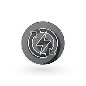 Power lightning with circle refresh arrows logo icon. Vector electric fast thunder bolt symbol. Vector illustration isolated on