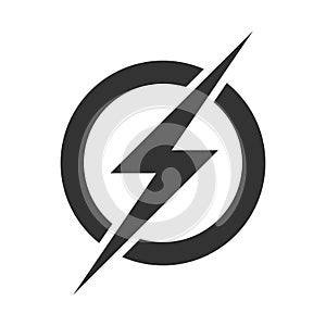 Power lightning logo icon. Vector electric fast thunder bolt symbol isolated photo