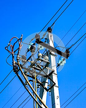 Power line, concrete electric poles