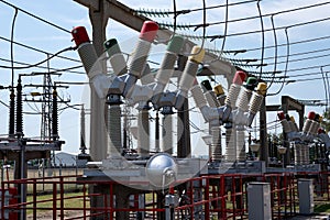 Power line and Insulator close-up