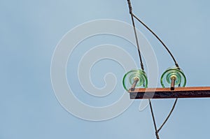 Power line with insulators against