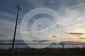 Power line at the lake