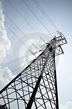 Power line pilon on a sunny day