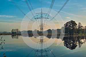 Power line reflection in lake