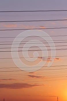 Power line in the sunlight