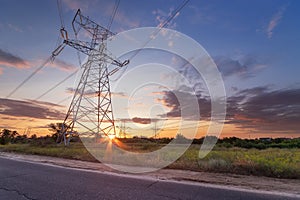 Power line in the sunlight