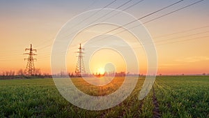 Power line in the sunlight