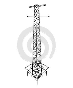 Power Line Tower 3D blueprint