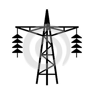 Power line tower vector icon