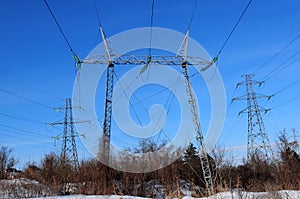Power line in winter