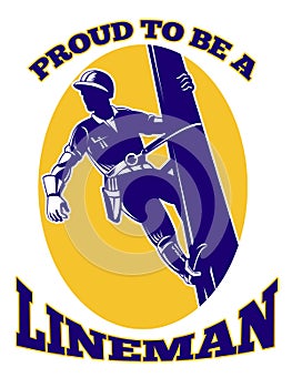 Power lineman electrician repairman retro
