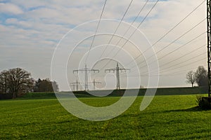 Power lines across fields
