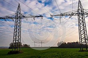 Power lines across fields