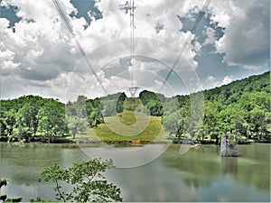 Power Lines Across New River in Virginia