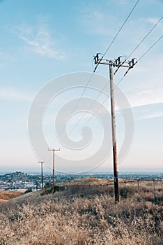 Power lines at Ascot Hills Park, in Los Angeles, California photo