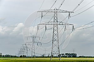 Power lines in a Dutch polder