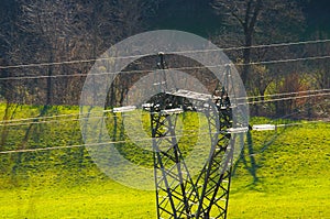 Power lines and electric pylon