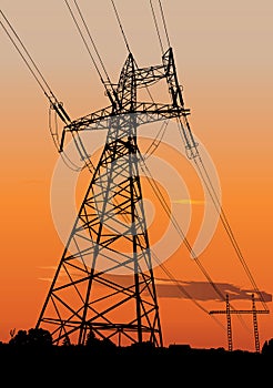 Power lines and electric pylons