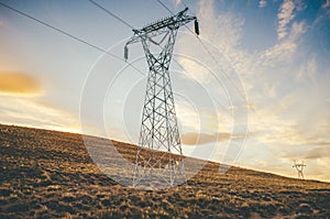 Power Lines On A Mountain In Bariloche 