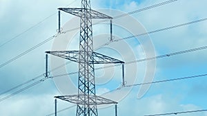 Power Lines And Transmission Tower In The Daytime