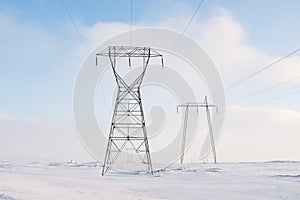 Power lines in winter