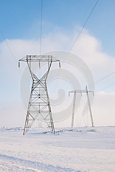 Power lines in winter