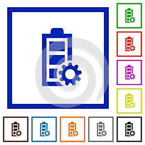 Power management flat framed icons