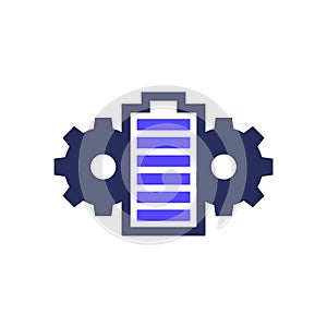 power management icon, battery and gears