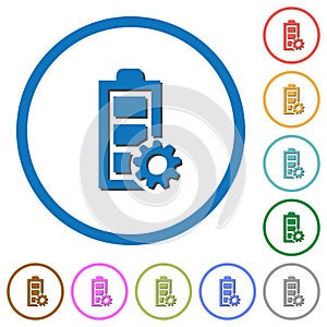 Power management icons with shadows and outlines