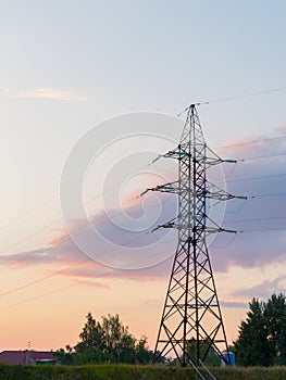 Power mast at sunset