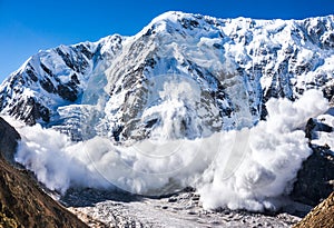 Power of nature. Avalanche in the Caucasus