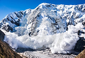 Power of nature. Avalanche in the Caucasus