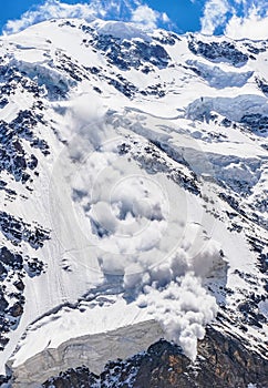 Power of nature. Avalanche in the Caucasus