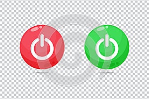Power on off red and green button icon on blank background
