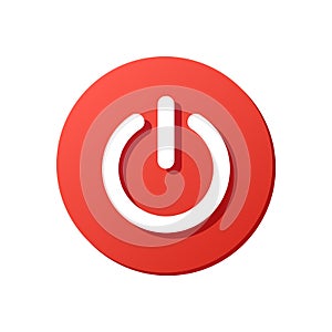 power off sign, vector icon, turn off red rounded button