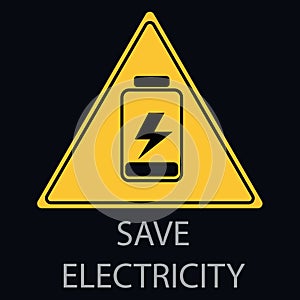 power outage blackout save electricity sign yellow triangle battery electricity