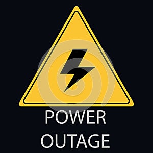 power outage blackout sign yellow triangle lightning electricity